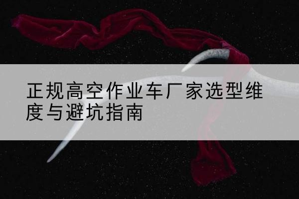 港南高空作业车厂家-正规选型维度与避坑指南